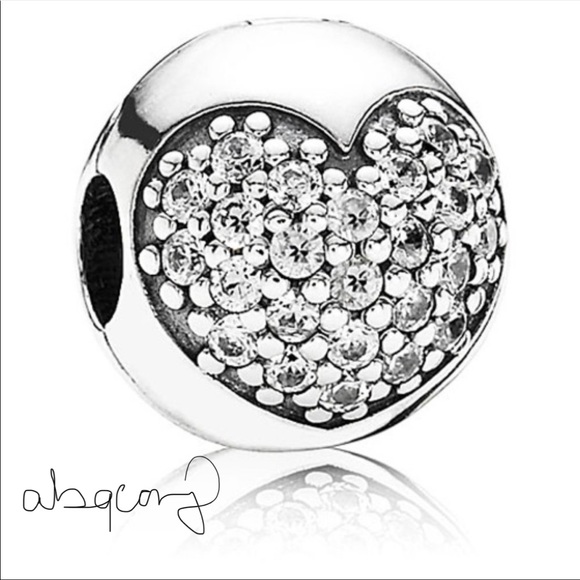 EUC Pandora 791053CZ Sterling Silver Love of My Life Clip w/ Pave CZ Heart